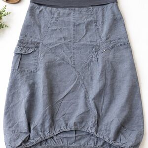 XCVI Slate Blue Asymmetrical  Linen Utility Cargo Skirt. Size XL
